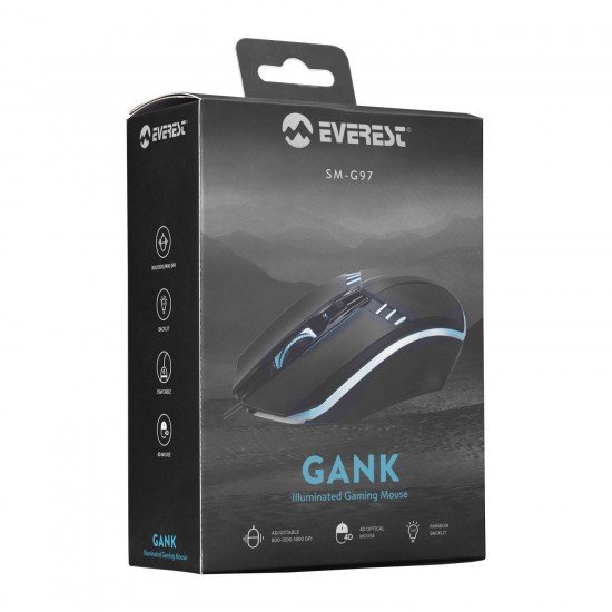 Everest SM-G97 Gank USB Rainbow Aydınlatmalı Mouse Siyah