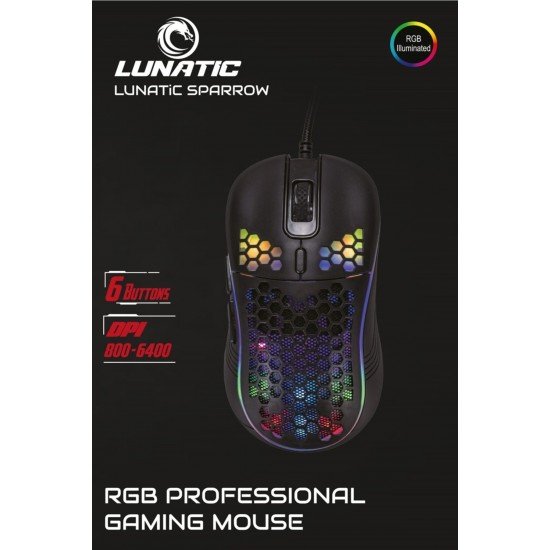 Lunatic Sparrow 6400 Dpi Rgb Ledli Makrolu Oyuncu Mouse