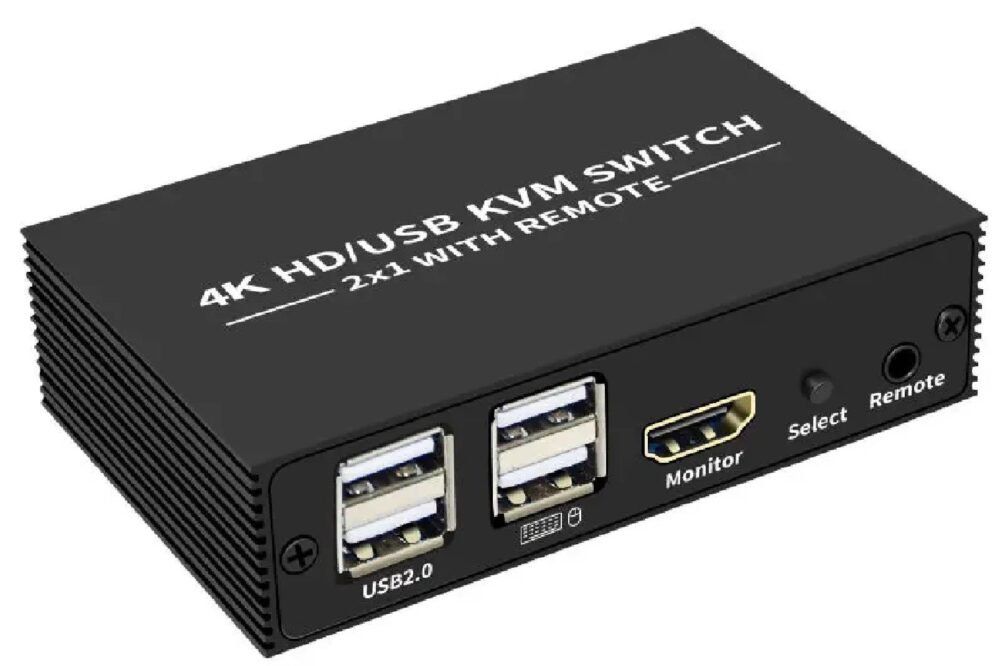 Lunatic 0643 Hdmi Kvm Switch 2 Port Usb Type C 2 PC Tek Kasa Klavye Mouse Kontrol Çoklayıcı