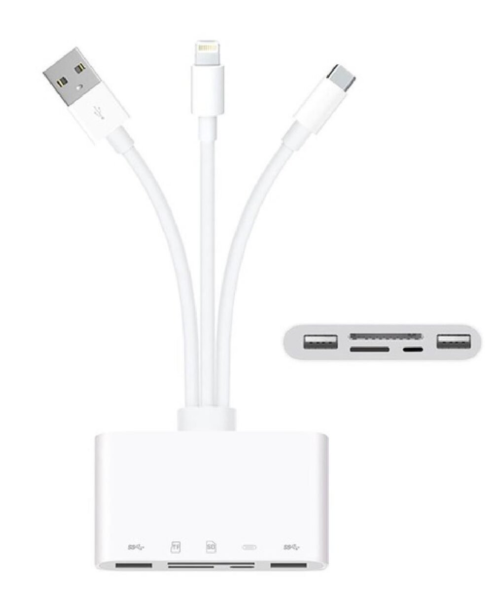 Lunatic 0247 USB 3.0 Type-C Lightning To Sd, Tf Otg Kart Okuyucu Çevirici Dönüştürücü Adaptör 5in1