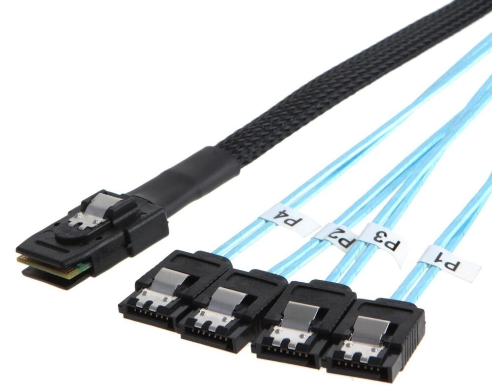 Lunatic 5243 Mini Sas SFF-8087 36 Pin To 4 Port Sata 7p Çevirici Çoklayıcı Kablo