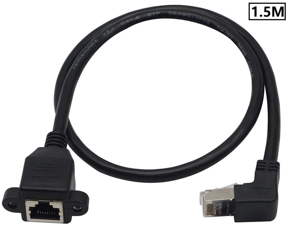 Lunatic 7747 Rj45 Dişi Erkek Uzatma 1.5M Dirsek 90 Derece Panel Tipi Cat6 Montaj Kablosu