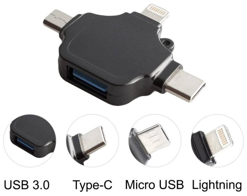 Lunatic 0350 Lightning iPhone Type-C Micro Usb 3in1 USB 3.0 Dişi Mouse Flash OTG Çevirici Adaptör