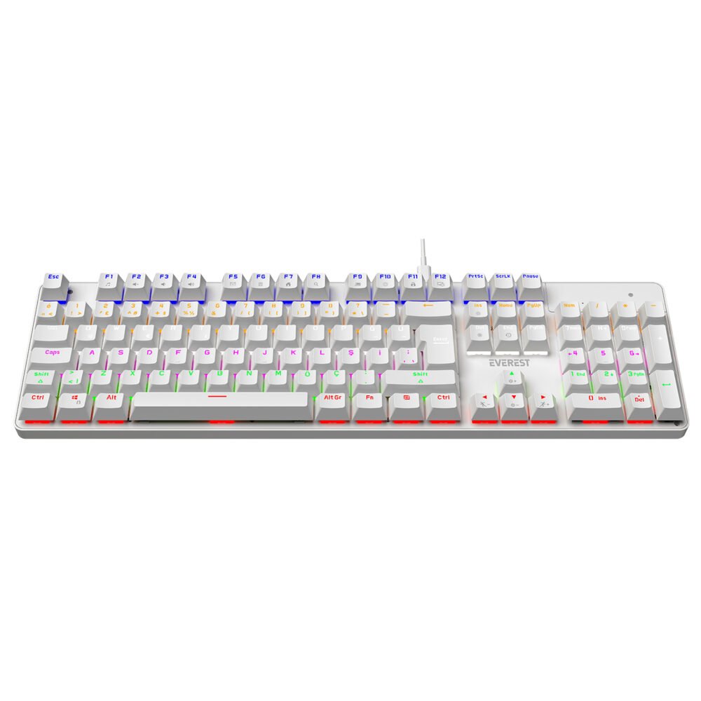 Everest KB-MK1 Lumos Beyaz USB Rainbow Aydınlatmalı Blue Switch Full Anti-Ghosting Mekanik Gaming Oyuncu Klavye - Görsel 2
