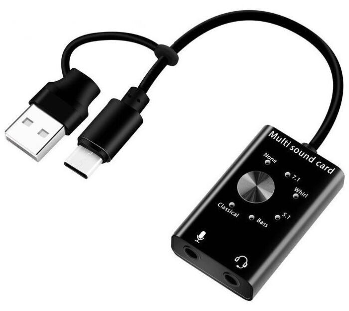 Lunatic 5952 7.1 Multi Çoklu Fonksiyonlu 3.5mm Kulaklık Mikrofon Type C Usb Ses Kartı - Görsel 1