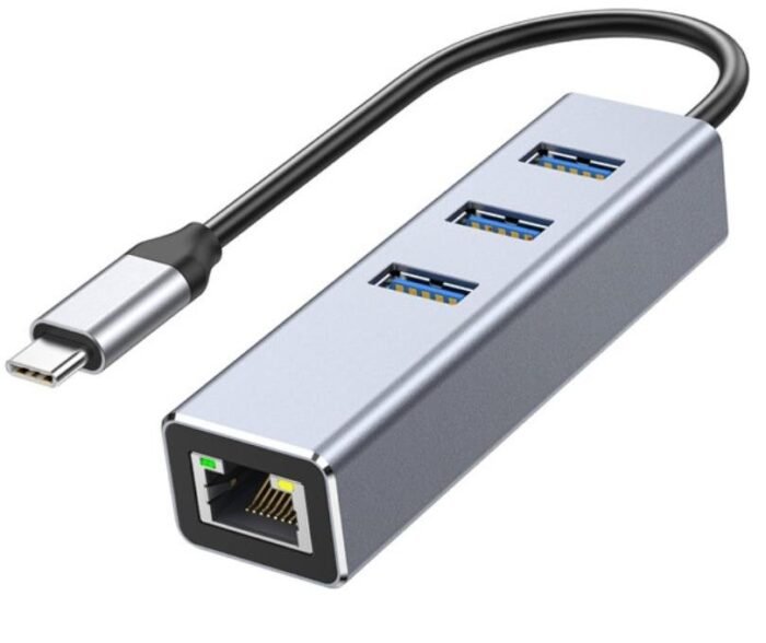 Lunatic 2452 Type C To Usb 3.0 Ethernet Gigabit Rj45 3 Port Hub Çoklayıcı Adaptör - Görsel 1