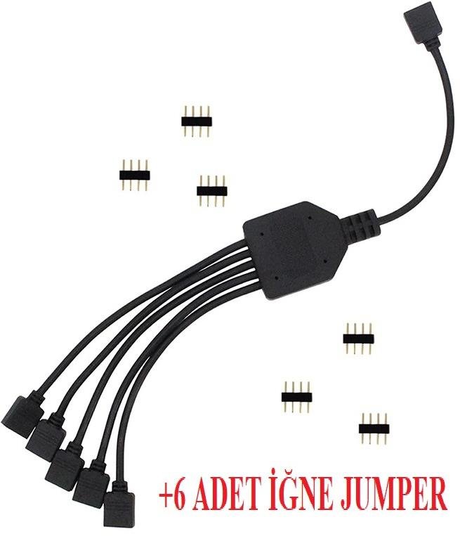 21122021094414.jpeg Lunatic 7743 RGB Şerit 4 Pin LED Çoklayıcı Splitter Tek Kumanda 5 Çıkış - Görsel 1