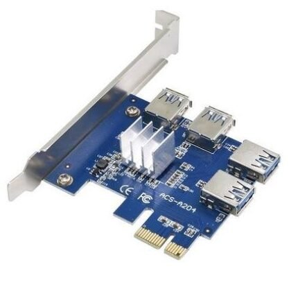Lunatic 7144 Pci-E Express 1X 1 To 4 USB 3.0 Ekran Kartı Riser Çoklayıcı