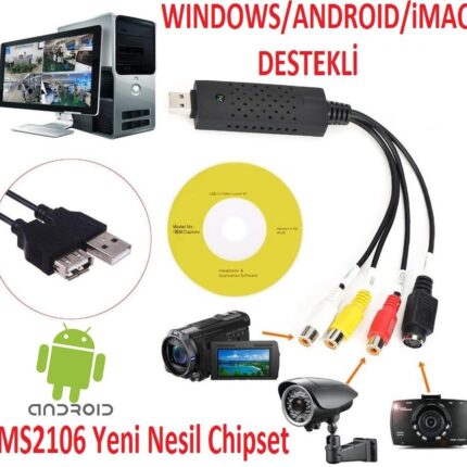 Lunatic 8248 USB Rca Capture Easycap Kamera Uydu Kayıt Kartı (Android Destekli)