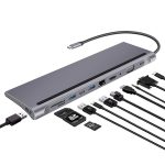 Lunatic 7010 11'i 1 arada Tip-C HUB Adaptör USB Tip C - HDMI VGA Ses PD Kart Okuyucu RJ45 Ağ Kartı Bağlantı İstasyonu Dönüştürücü Dizüstü Bilgisayar PC için