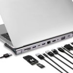 Lunatic 7010 11'i 1 arada Tip-C HUB Adaptör USB Tip C - HDMI VGA Ses PD Kart Okuyucu RJ45 Ağ Kartı Bağlantı İstasyonu Dönüştürücü Dizüstü Bilgisayar PC için - Görsel 3