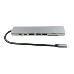 Lunatic 7020 USB Type-C Hub Dönüştürücü 8 in 1 Çoklayıcı - HDMI, 2 Adet USB 3.0, 2 Adet USB C, SD/MicroSD, Ethernet - Çevirici 8li Port USB C Adaptör Bağlantı Noktası Ara Kablo - Görsel 2