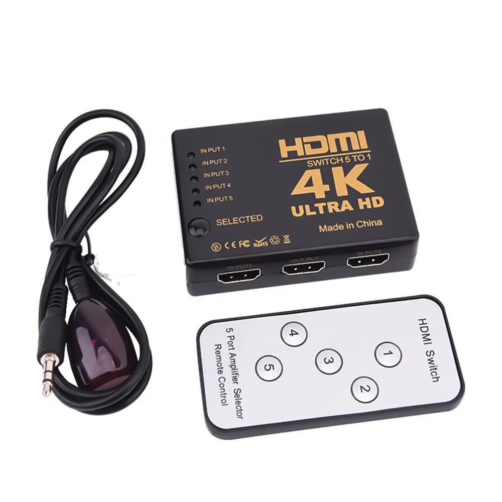 3238.jpg Lunatic 7030 Hdmi Switch 5 Port Çoklayıcı Kumandalı HDMI 5 Giriş 1 Çıkış 4K*2K 5 Port 5×1 HDMI Ultra Hd Destekli Switch - Görsel 1